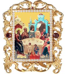 Wedding at Cana, Jeweled Framed Icon With Stand and Chain