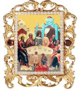 Wedding at Cana, Jeweled Framed Icon With Stand and Chain