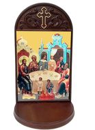 Wedding at Cana Icon Wooden Shrine With Shelf 
