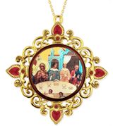 Wedding at Cana, Jeweled Round Framed Icon with Chain
