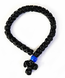Prayer Rope with Cross, 33 Knots, Black