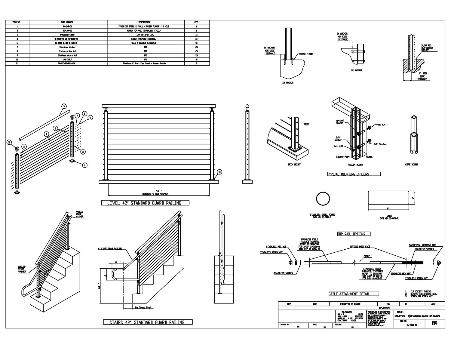 Cable Railing Specs Stainless Square CableView™