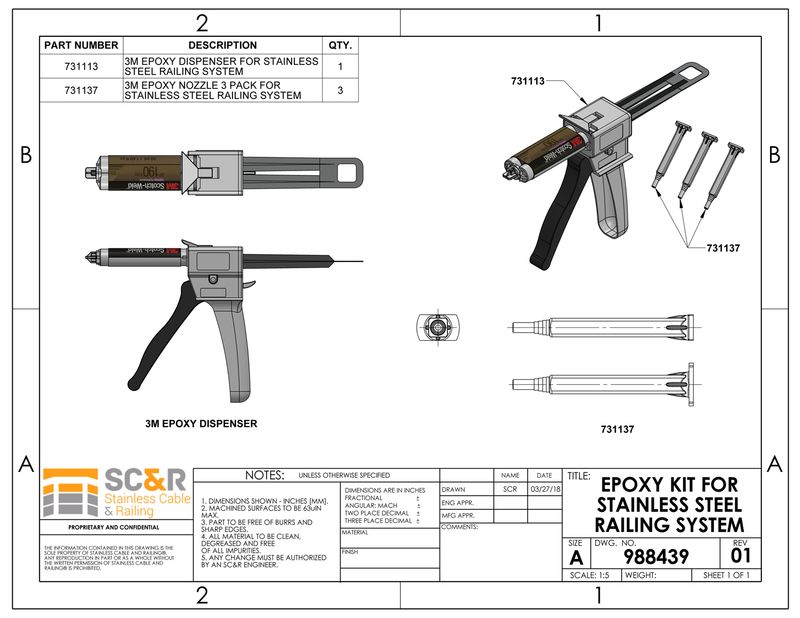 Epoxy Kit for Stainless Steel Railing Systems