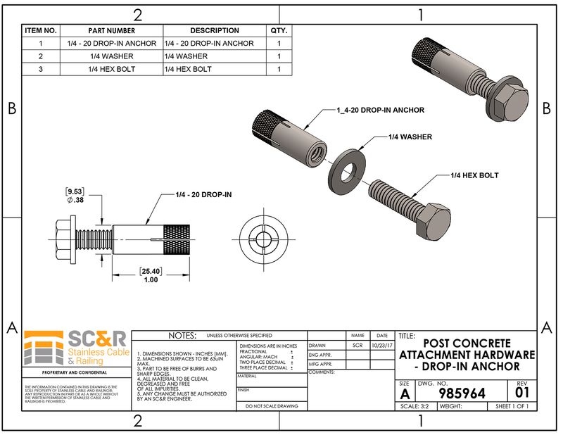 Post Concrete Attachment Hardware DropIn Anchor
