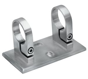 Rectangular fascia bracket for round cable railing posts 
