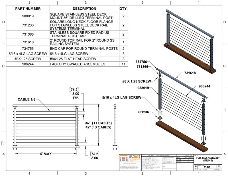 Welded Stainless Steel Cable Railing Posts St. John
