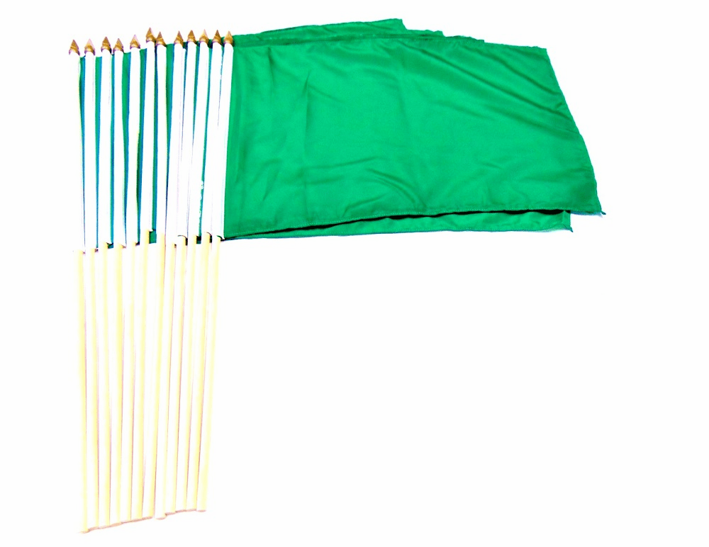 12" x 18" Solid Green Stick Flags