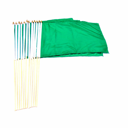12" x 18" Solid Green Stick Flags