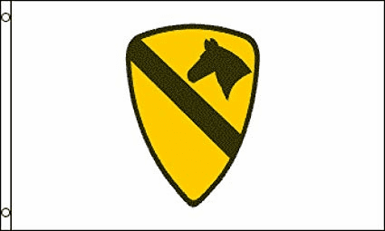 1st Cavalry, White - Polyester Flag - 3'x5'