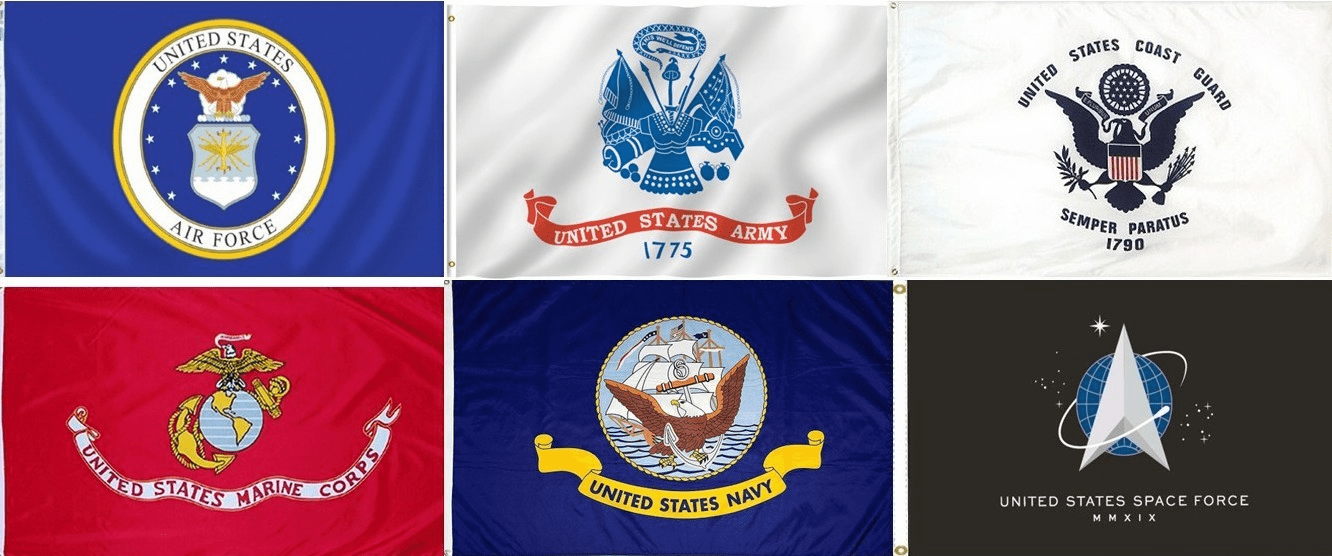 3'x5' Polyester Military Flag Set - 6 flags