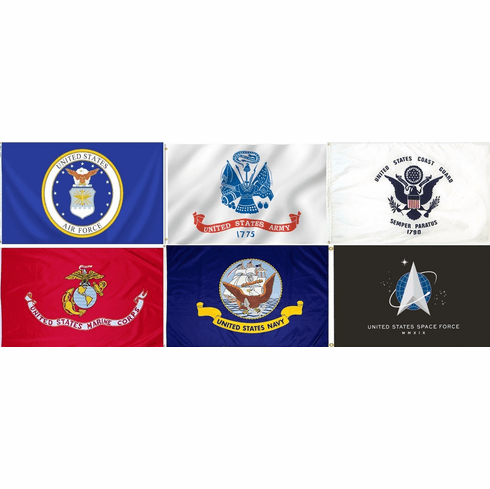 3'x5' Polyester Military Flag Set - 6 flags