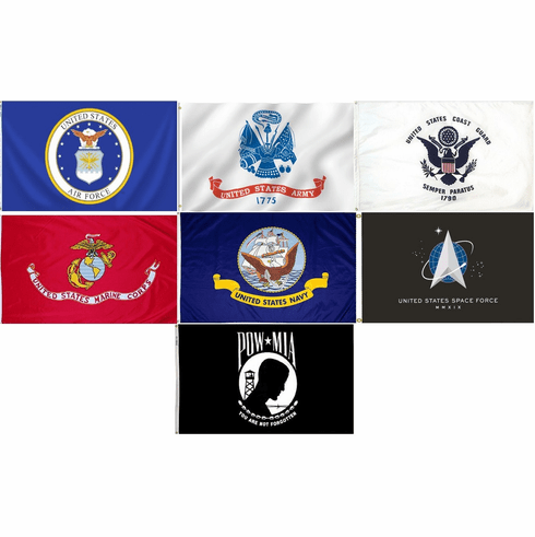 3'x5' Polyester Military Flag Set with POW/MIA Flag - 7 flag set