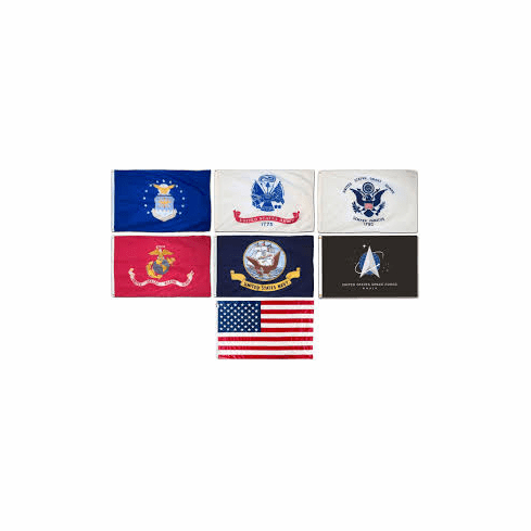 3'x5' Polyester - Military Flag Set with United States Flag - 7 flag set