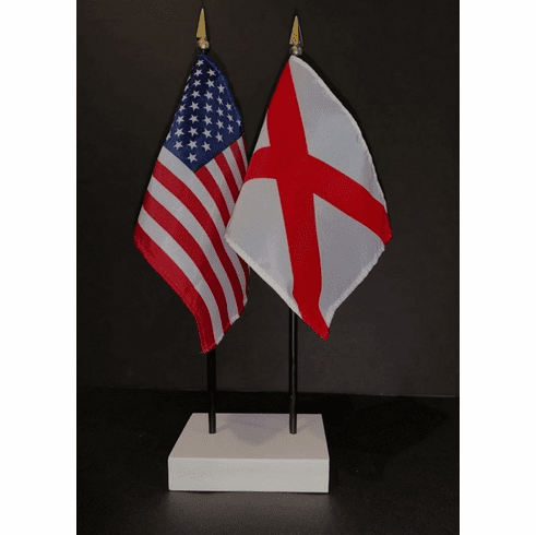 Alabama and US Flag Desk Set