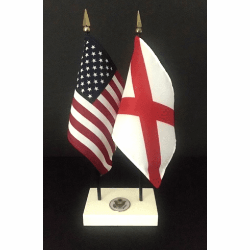 Alabama and US Flag Executive Desk Set