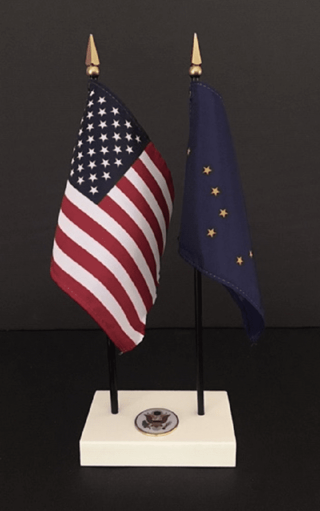 Alaska and US Flag Executive Desk Set