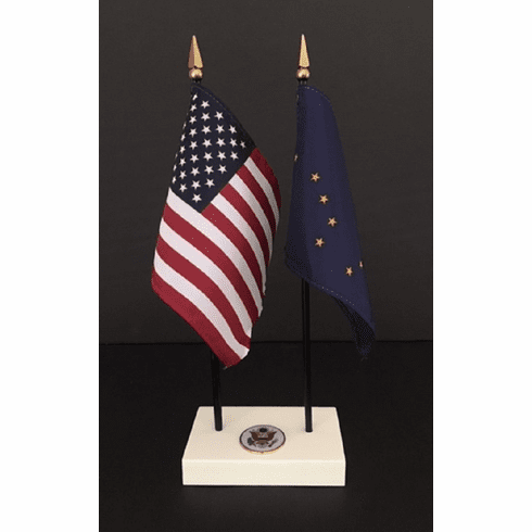 Alaska and US Flag Executive Desk Set