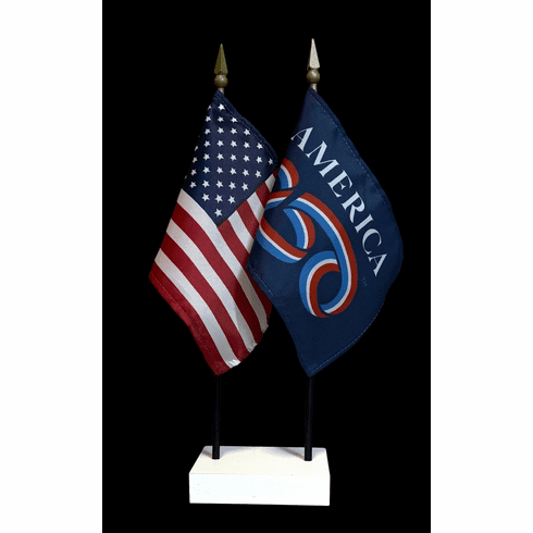 America 250 and US Flag Desk Set