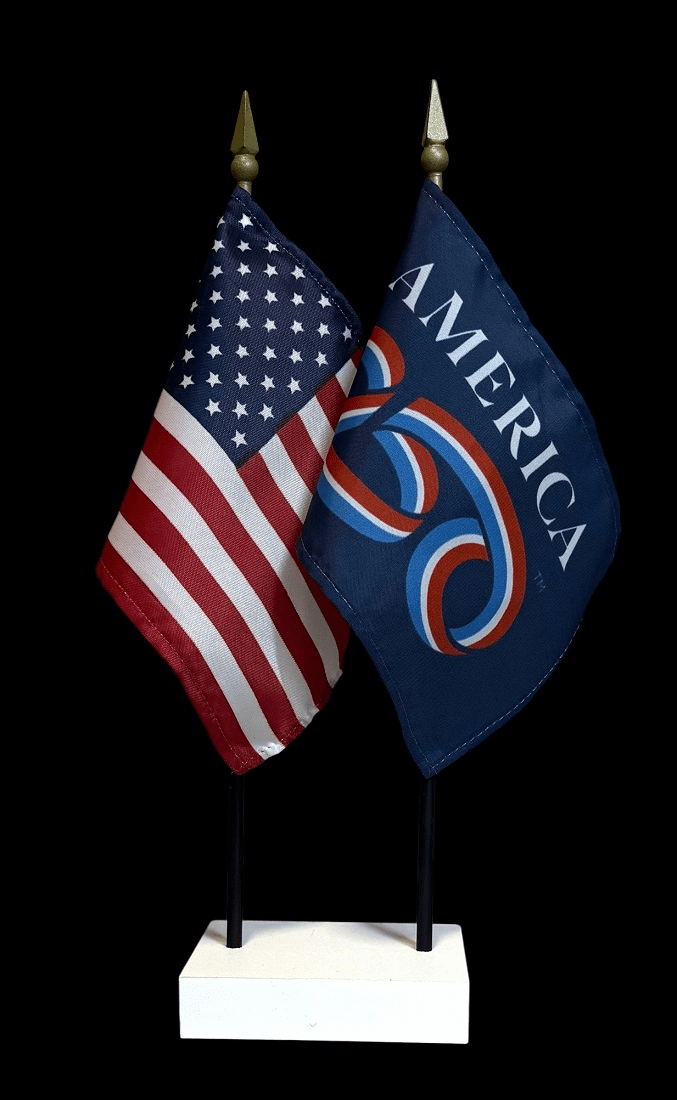 America 250 and US Flag Desk Set