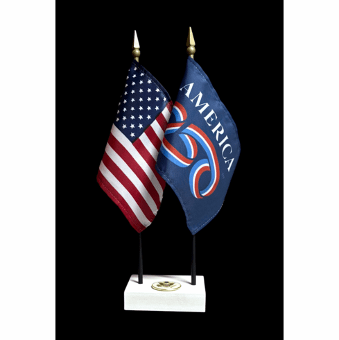 America 250 and US Flag Executive Desk Set