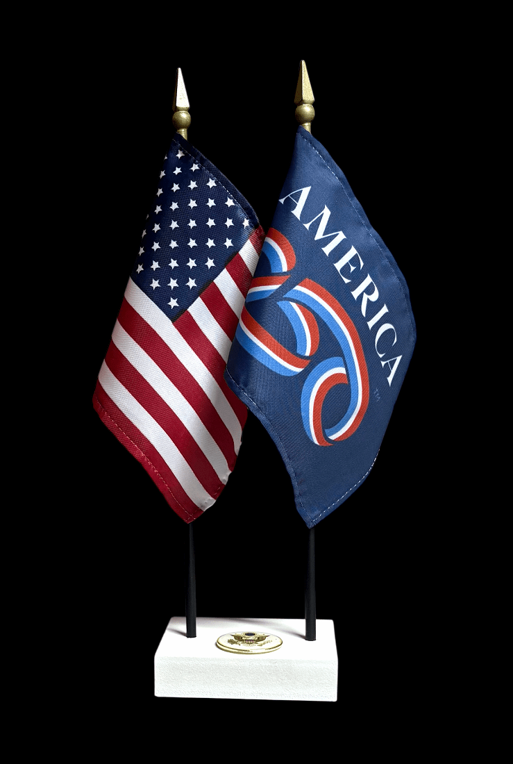 America 250 and US Flag Executive Desk Set
