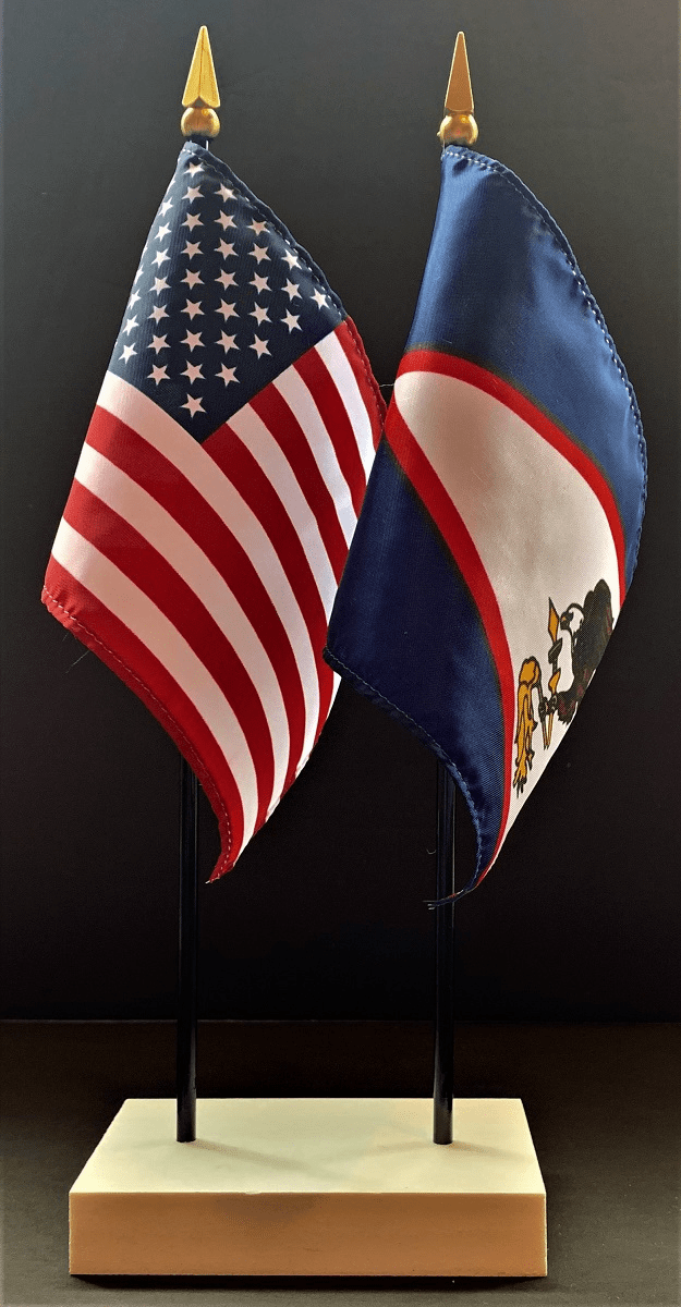 American Samoa and US Flag Desk Set