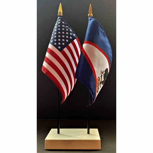 American Samoa and US Flag Desk Set