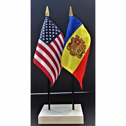 Andorra and US Flag Desk Set