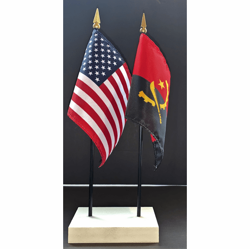 Angola and US Flag Desk Set