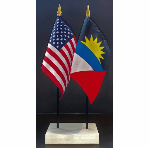 Antigua and US Flag Desk Set