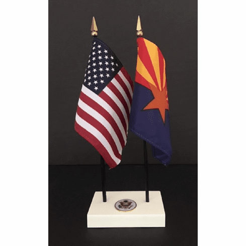 Arizona and US Flag Executive Desk Set