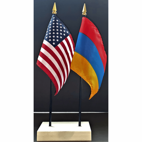Armenia and US Flag Desk Set