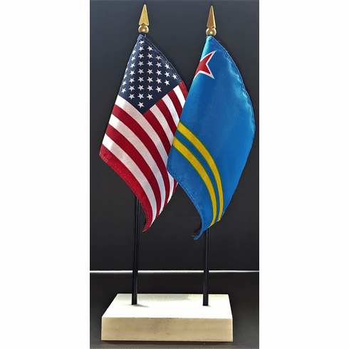 Aruba and US Flag Desk Set
