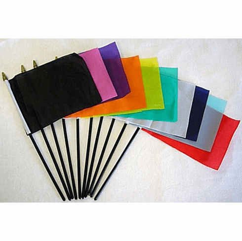 Assorted Solid Color Polyester Miniature Flags<br>10 flags per pack