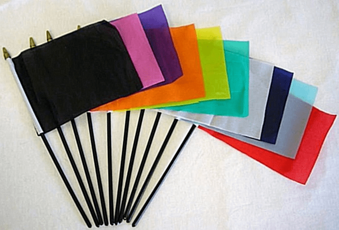 Assorted Solid Color Polyester Miniature Flags<br>10 flags per pack