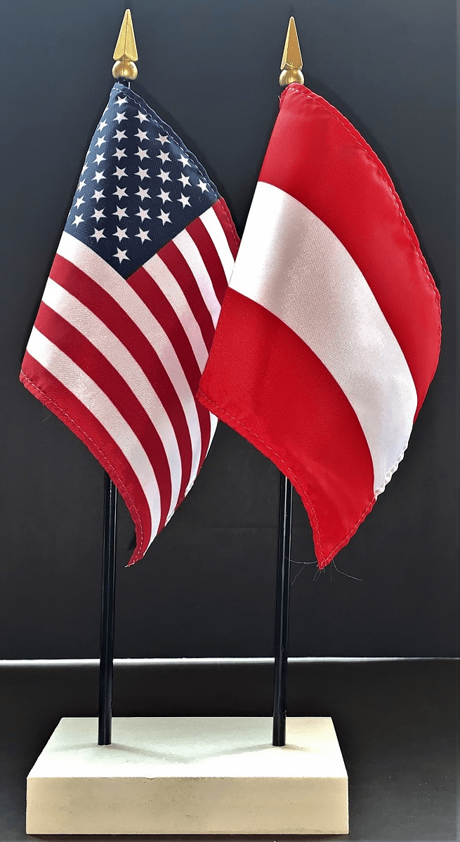Austria and US Flag Desk Set