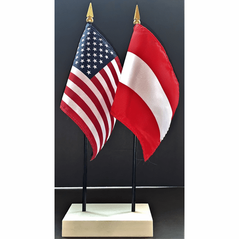Austria and US Flag Desk Set