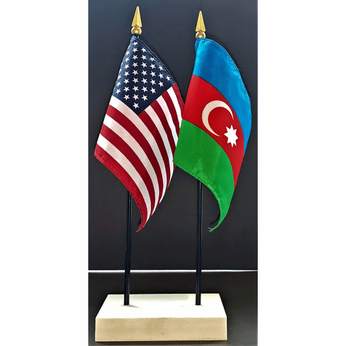 Azerbaijan and US Flag Desk Set