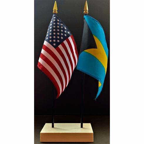Bahamas and US Flag Desk Set