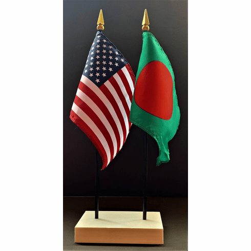 Bangladesh and US Flag Desk Set