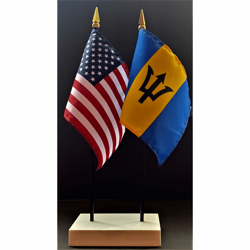 Barbados and US Flag Desk Set