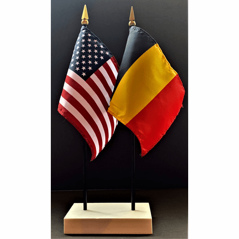 Belgium and US Flag Desk Set