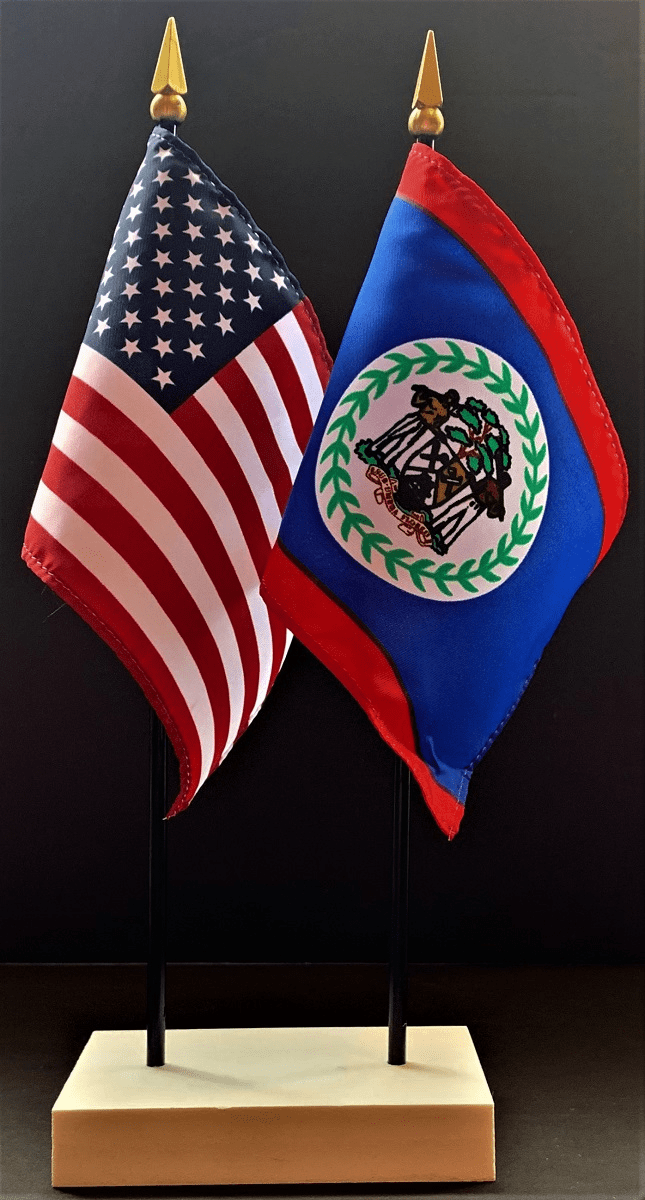 Belize and US Flag Desk Set