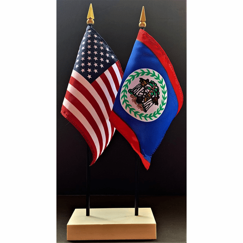 Belize and US Flag Desk Set