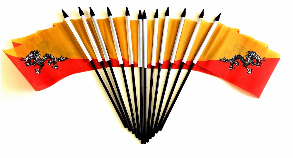 Bhutan Polyester Table Flags - 12 Per Pack