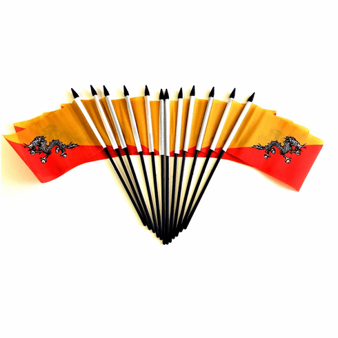 Bhutan Polyester Table Flags - 12 Per Pack