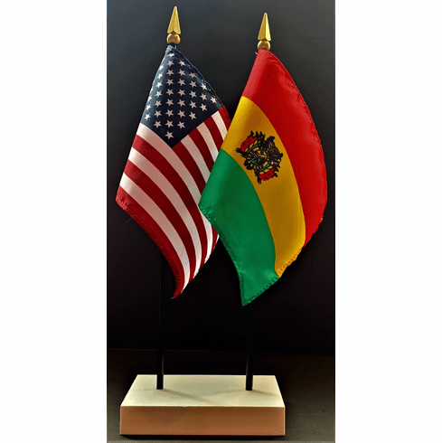 Bolivia and US Flag Desk Set