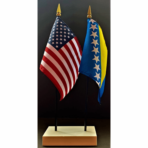 Bosnia and US Flag Desk Set