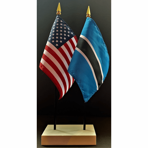 Botswana and US Flag Desk Set