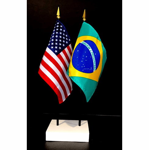 Brazil and US Flag Desk Set